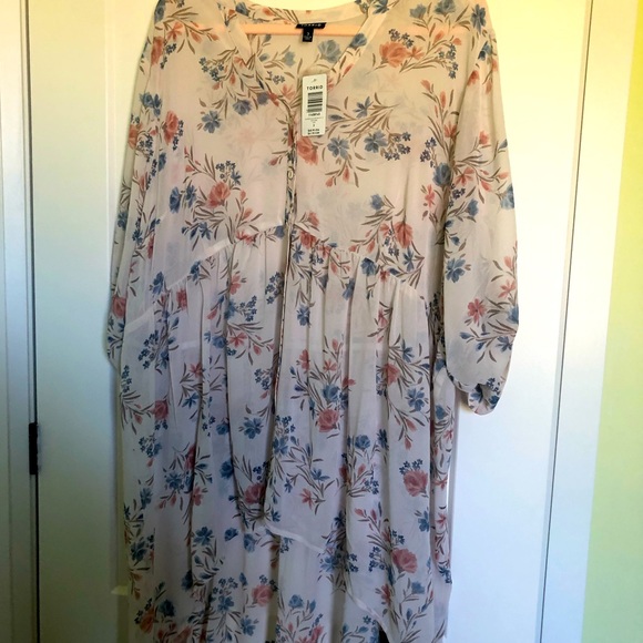 Hi Low Very Light Flowery Blouse - Picture 1 of 2